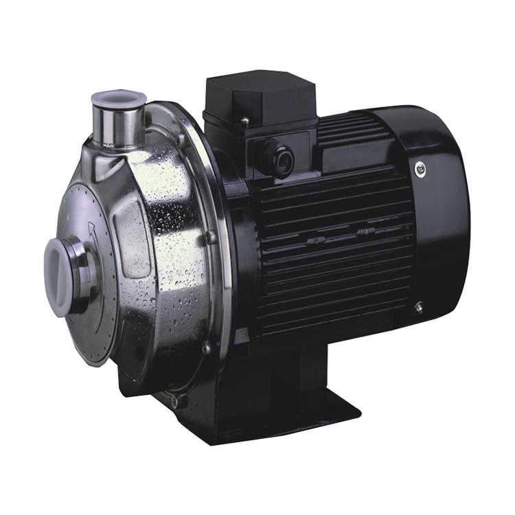 非自吸不銹鋼臥式單級(jí)離心泵，主要零部件采用不銹鋼板沖壓結(jié)構(gòu)，配加長(zhǎng)軸電機(jī)，軸向入口和徑向出口。